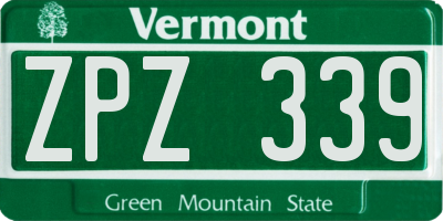 VT license plate ZPZ339