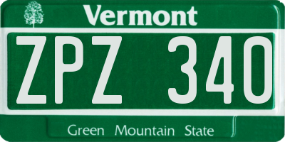 VT license plate ZPZ340