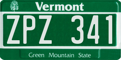 VT license plate ZPZ341