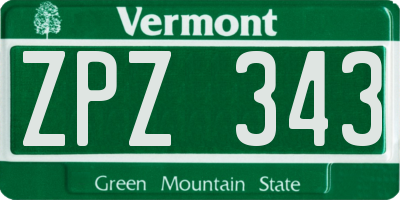 VT license plate ZPZ343