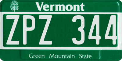 VT license plate ZPZ344