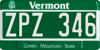 VT license plate ZPZ346
