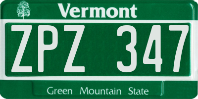 VT license plate ZPZ347