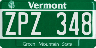 VT license plate ZPZ348