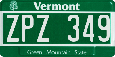VT license plate ZPZ349
