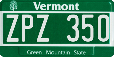 VT license plate ZPZ350
