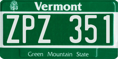 VT license plate ZPZ351