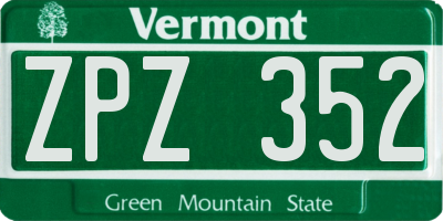 VT license plate ZPZ352