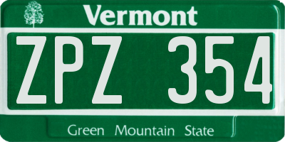 VT license plate ZPZ354