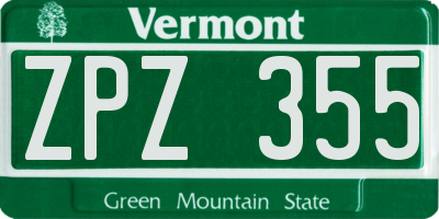 VT license plate ZPZ355