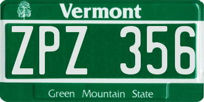 VT license plate ZPZ356