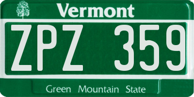 VT license plate ZPZ359