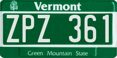 VT license plate ZPZ361