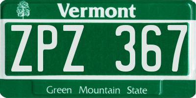 VT license plate ZPZ367
