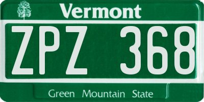 VT license plate ZPZ368