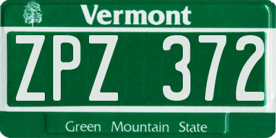 VT license plate ZPZ372