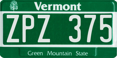 VT license plate ZPZ375