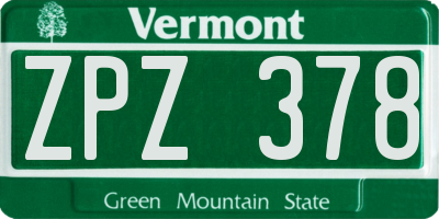 VT license plate ZPZ378