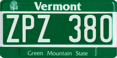 VT license plate ZPZ380