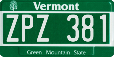 VT license plate ZPZ381