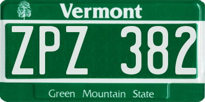 VT license plate ZPZ382
