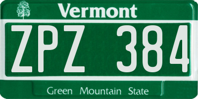 VT license plate ZPZ384