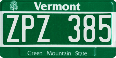 VT license plate ZPZ385