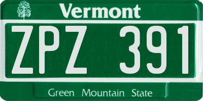 VT license plate ZPZ391