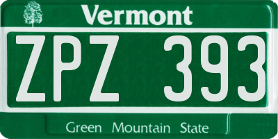 VT license plate ZPZ393