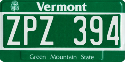 VT license plate ZPZ394