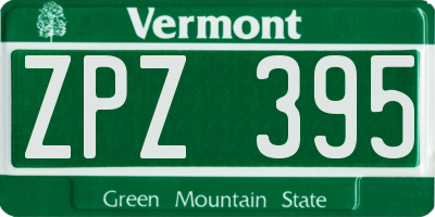 VT license plate ZPZ395