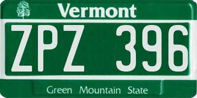 VT license plate ZPZ396