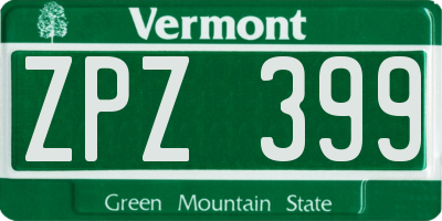 VT license plate ZPZ399