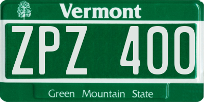 VT license plate ZPZ400