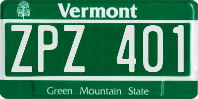 VT license plate ZPZ401