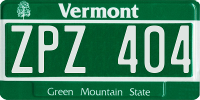 VT license plate ZPZ404