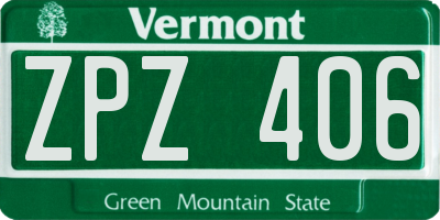 VT license plate ZPZ406