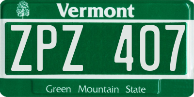 VT license plate ZPZ407