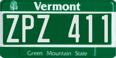 VT license plate ZPZ411