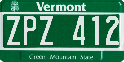 VT license plate ZPZ412