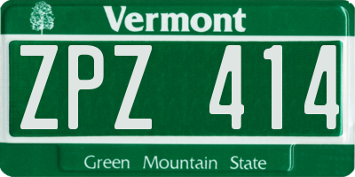 VT license plate ZPZ414