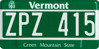 VT license plate ZPZ415