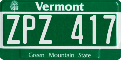 VT license plate ZPZ417