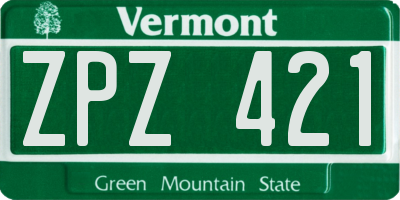 VT license plate ZPZ421