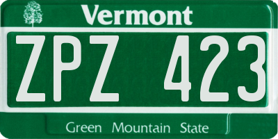 VT license plate ZPZ423