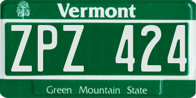 VT license plate ZPZ424