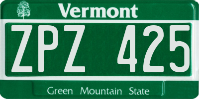 VT license plate ZPZ425
