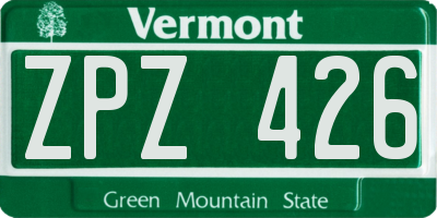 VT license plate ZPZ426