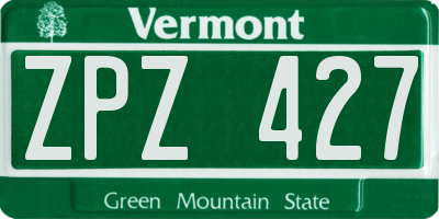 VT license plate ZPZ427