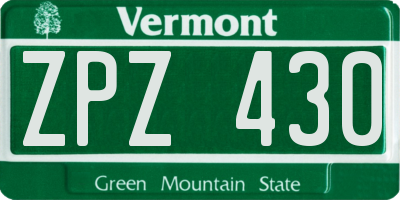 VT license plate ZPZ430